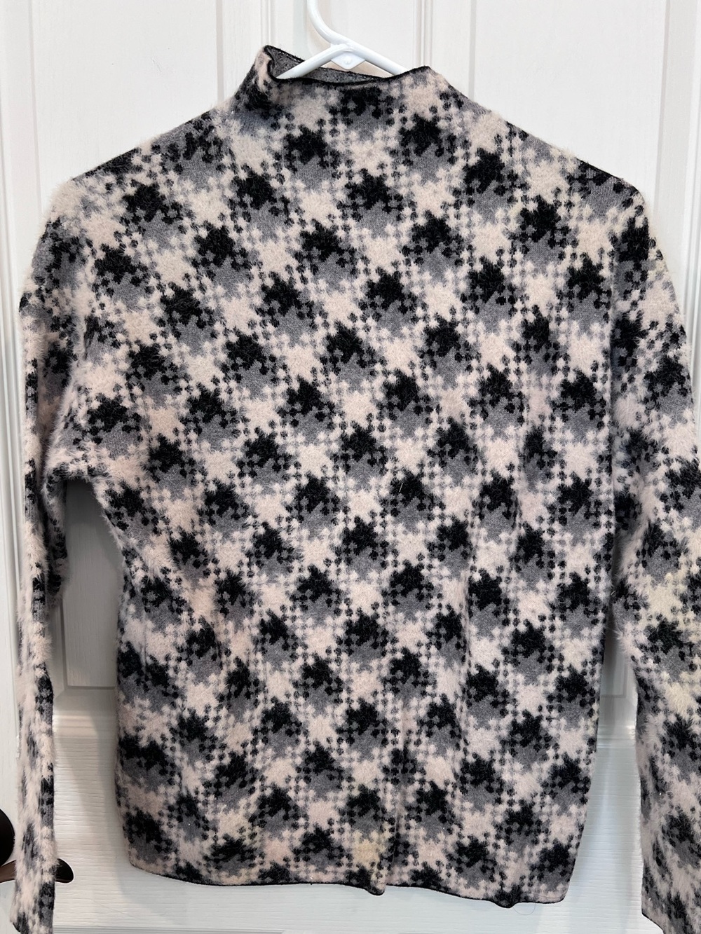 Cupcakes and Cashmere Black and Cream Mock Turtleneck Sweater
